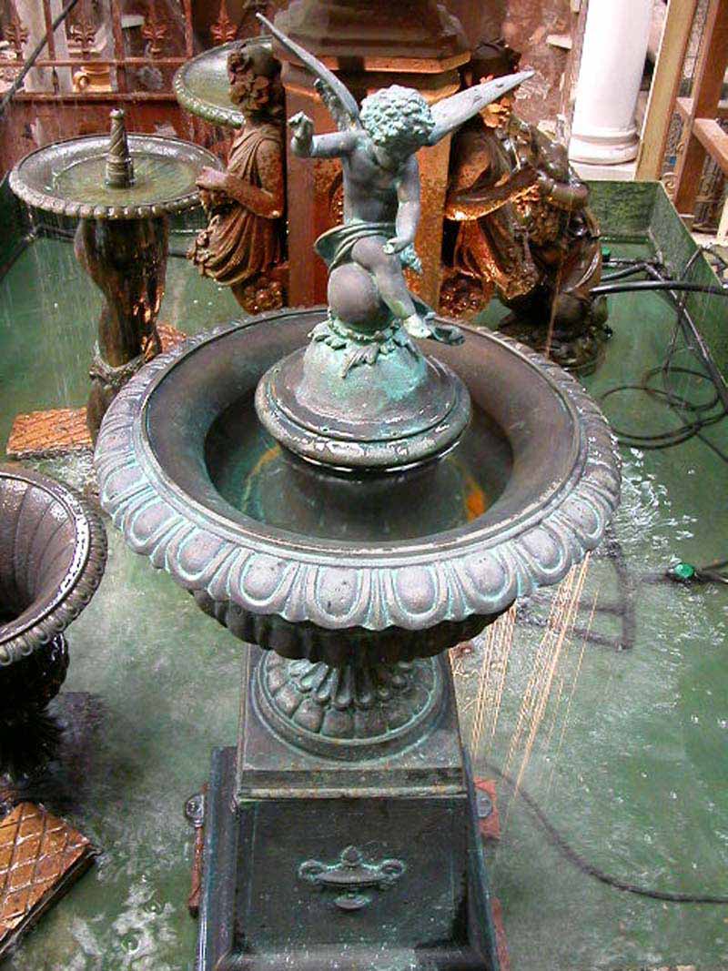 EMPIRE ANGEL FOUNTAIN ON TAZZA URN AND PLINTH